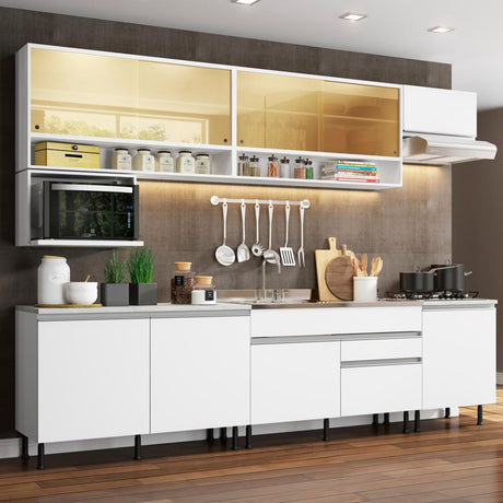 Cocina Integral Verona Blanco 300x225cm sin Mesón y sin Estufa - COCINAS | Bylmo