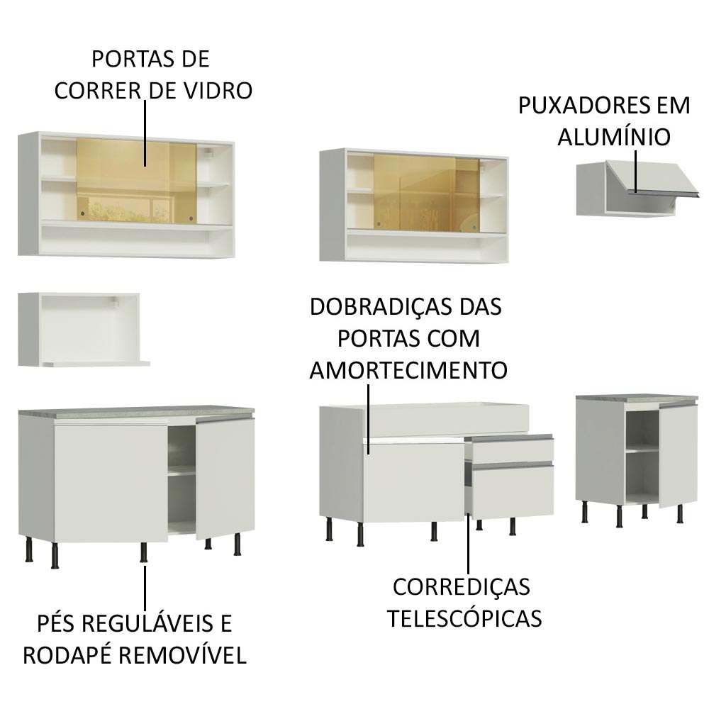 Cocina Integral Verona Blanco 300x225cm sin Mesón y sin Estufa - COCINAS | Bylmo