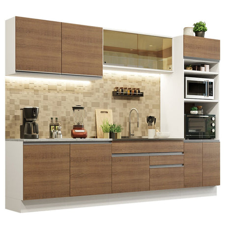 Cocina Integral Glamy Marron 310x225cm sin Mesón con Dos Cajones y sin Estufa - COCINAS | Bylmo