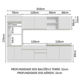 Cocina Integral Glamy Blanco 310x225cm sin Mesón y sin Estufa - COCINAS | Bylmo