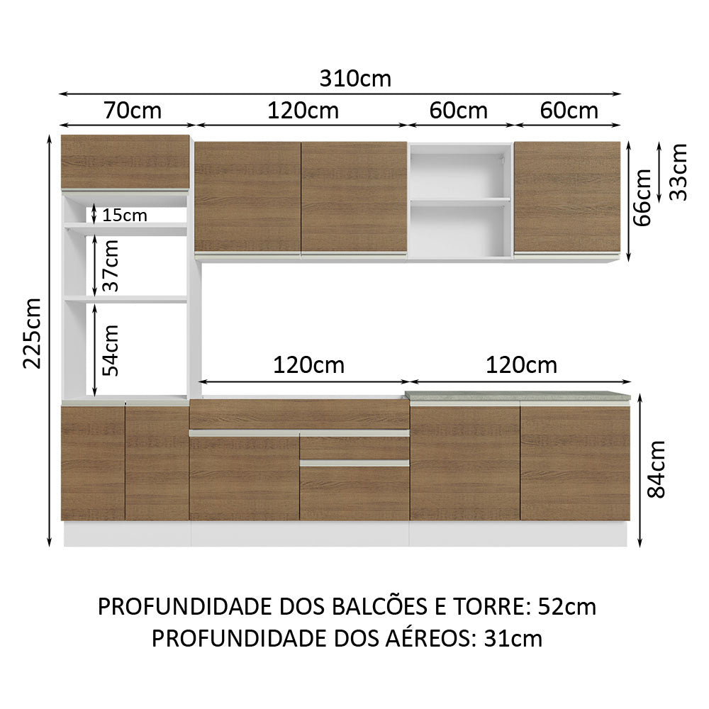 Cocina Integral Glamy Marron 310x225cm sin Mesón y sin Estufa - COCINAS | Bylmo