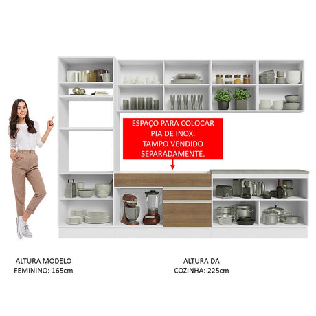 Cocina Integral Glamy Marron 310x225cm sin Mesón y sin Estufa - COCINAS | Bylmo