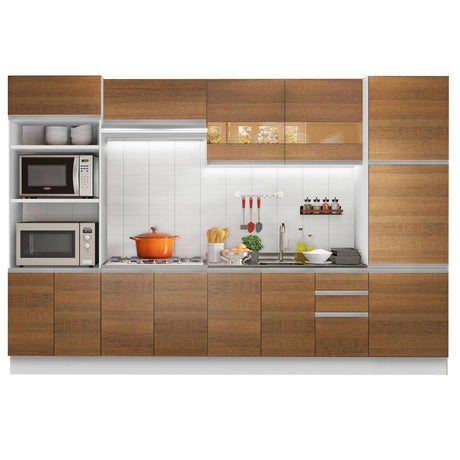 Cocina Integral Roma Marron 330x225cm sin Mesón y sin Estufa - COCINAS | Bylmo