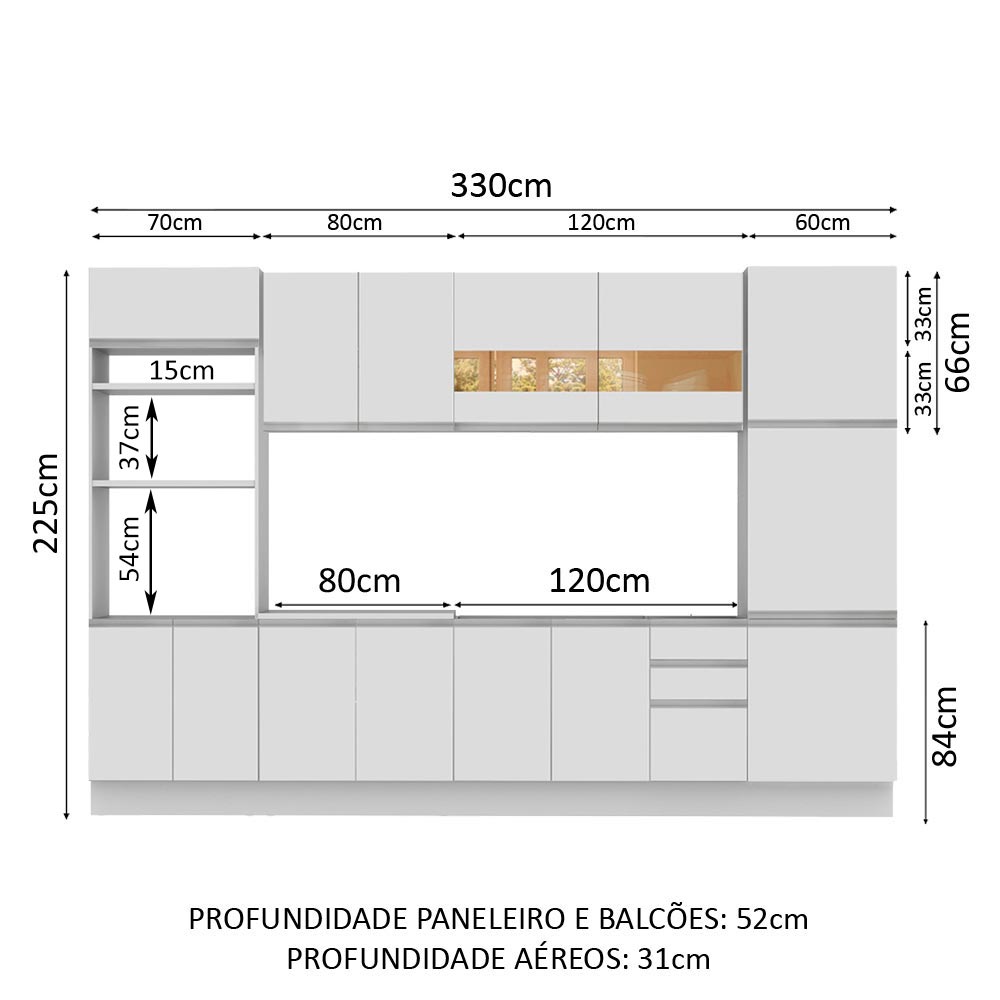 Cocina Integral Olimpia Blanco 330x225cm sin Mesón y sin Estufa - COCINAS | Bylmo