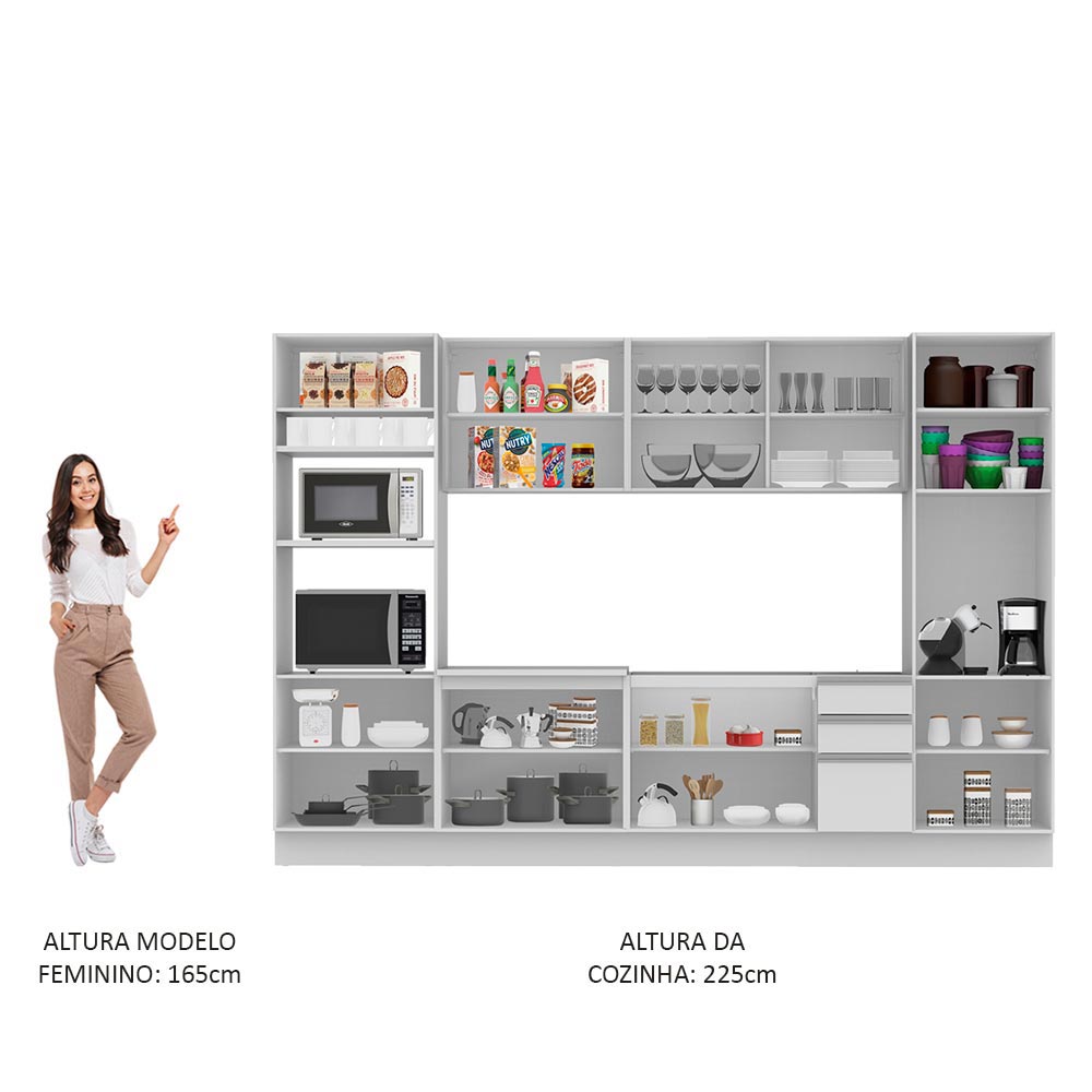 Cocina Integral Olimpia Blanco 330x225cm sin Mesón y sin Estufa - COCINAS | Bylmo
