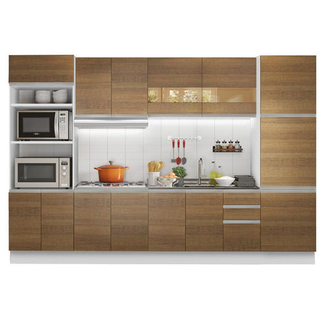 Cocina Integral Olimpia Marron 330x225cm sin Mesón y sin Estufa - COCINAS | Bylmo