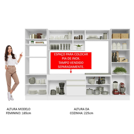 Cocina Integral Glamy Blanco 330x225cm sin Mesón y sin Estufa - COCINAS | Bylmo