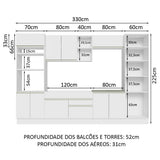 Cocina Integral Glamy Blanco 330x225cm sin Mesón y sin Estufa - COCINAS | Bylmo