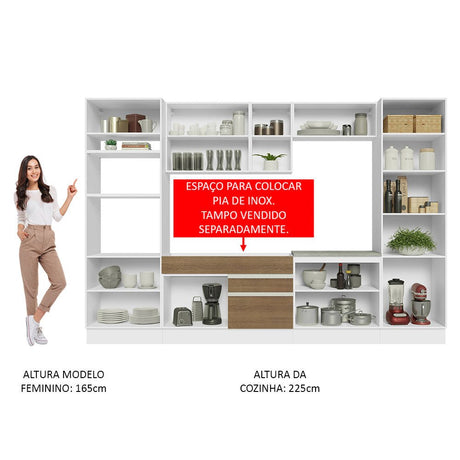 Cocina Integral Glamy Marron 330x225cm sin Mesón y sin Estufa - COCINAS | Bylmo