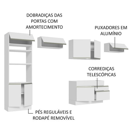Cocina Integral Glamy Blanco 350x225cm sin Mesón y sin Estufa - COCINAS | Bylmo