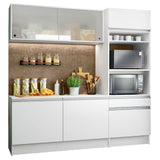 Cocina Integral Topazio Pop Blanco 180x210cm con Mesón de Madera y sin Estufa - COCINAS | Bylmo