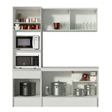 Cocina Integral Topazio Pop Blanco 180x210cm con Mesón de Madera y sin Estufa - COCINAS | Bylmo