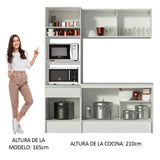 Cocina Integral Diamante Pop Blanco 180x210cm con Mesón de Madera Aglomerada MDP y sin Pozuelo