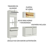 Cocina Integral Diamante Pop Blanco 180x210cm con Mesón de Madera Aglomerada MDP y sin Pozuelo