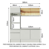 Cocina Integral Diamante Pop Blanco 180x210cm con Mesón de Madera Aglomerada MDP y sin Pozuelo