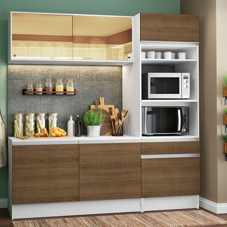 Cocina Integral Diamante Pop Marron 180x210cm con Mesón de Madera y sin Estufa - COCINAS | Bylmo