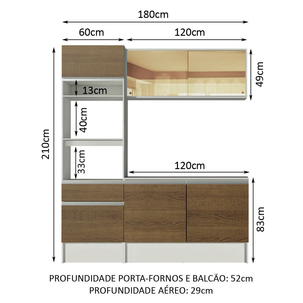 Cocina Integral Diamante Pop Marron 180x210cm con Mesón de Madera y sin Estufa - COCINAS | Bylmo