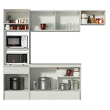 Cocina Integral Topazio Blanco 240x210cm con Mesón de Madera con 11 Entrepaños y sin Estufa - COCINAS | Bylmo