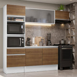 Cocina Integral Topazio Marron 240x210cm con Mesón de Madera con Once Entrepaños y sin Estufa - COCINAS | Bylmo