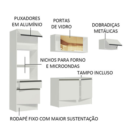 Cocina Integral Diamante Blanco 240x210cm con Mesón de Madera con Once Entrepaños y sin Estufa - COCINAS | Bylmo