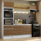 Cocina Integral Diamante Marron 240x210cm con Mesón de Madera con Once Entrepaños y sin Estufa - COCINAS | Bylmo