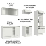 Cocina Integral Topazio Blanco 240x210cm con Mesón de Madera y sin Estufa - COCINAS | Bylmo