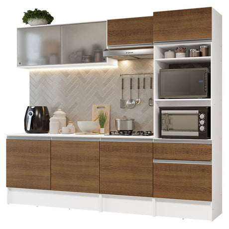 Cocina Integral Topazio Marron 240x210cm con Mesón de Madera y sin Estufa - COCINAS | Bylmo