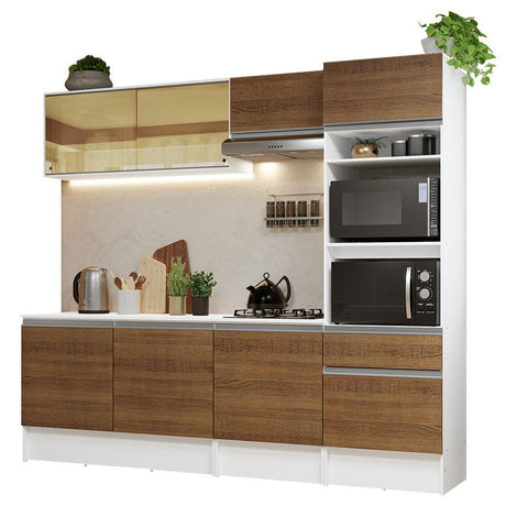 Cocina Integral Diamante Marron 240x210cm con Mesón de Madera y sin Estufa - COCINAS | Bylmo