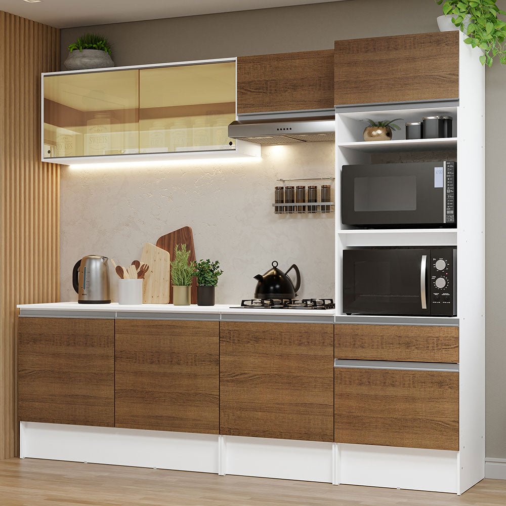 Cocina Integral Diamante Marron 240x210cm con Mesón de Madera y sin Estufa - COCINAS | Bylmo