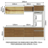 Cocina Integral Diamante Marron 240x210cm con Mesón de Madera y sin Estufa - COCINAS | Bylmo