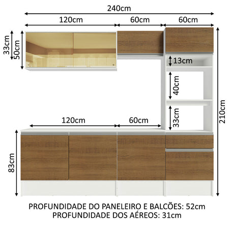 Cocina Integral Diamante Marron 240x210cm con Mesón de Madera y sin Estufa - COCINAS | Bylmo