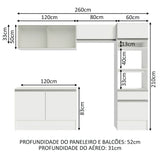 Cocina Integral Topazio Blanco 260x210cm con Mesón de Madera y sin Estufa - COCINAS | Bylmo