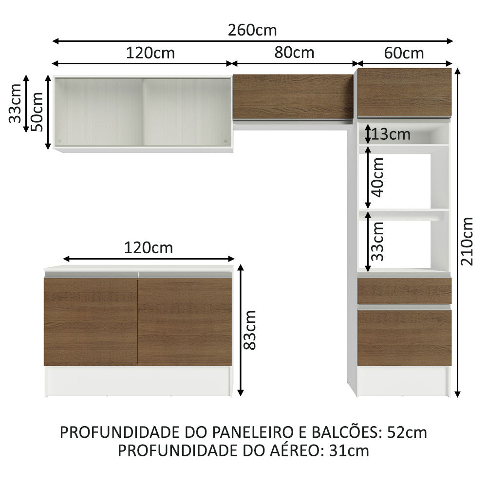 Cocina Integral Topazio Marron 260x210cm con Mesón de Madera y sin Estufa - COCINAS | Bylmo