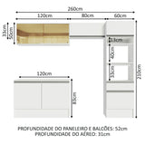 Cocina Integral Diamante Blanco 260x210cm con Mesón de Madera y sin Estufa - COCINAS | Bylmo