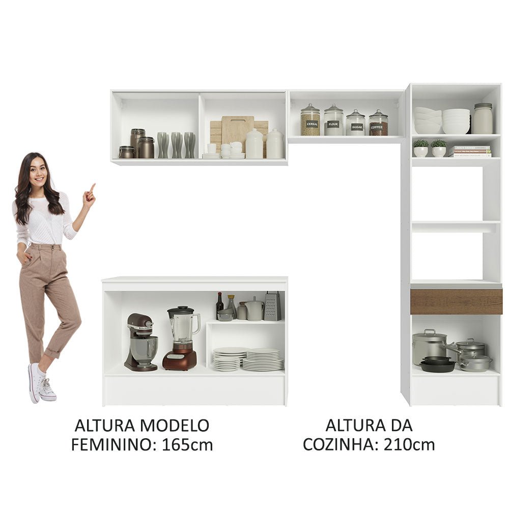 Cocina Integral Diamante Marron 260x210cm con Mesón de Madera y sin Estufa - COCINAS | Bylmo