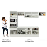 Cocina Integral Topazio Blanco 300x210cm con Mesón de Madera y sin Estufa - COCINAS | Bylmo