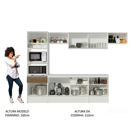 Cocina Integral Topazio Marron 300x210cm con Mesón de Madera y sin Estufa - COCINAS | Bylmo