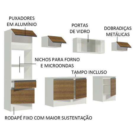 Cocina Integral Topazio Marron 300x210cm con Mesón de Madera y sin Estufa - COCINAS | Bylmo
