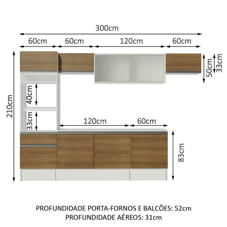 Cocina Integral Topazio Marron 300x210cm con Mesón de Madera y sin Estufa - COCINAS | Bylmo
