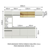 Cocina Integral Diamante Blanco 300x210cm con Mesón de Madera y sin Estufa - COCINAS | Bylmo