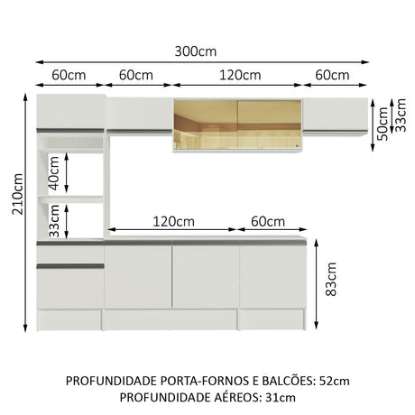Cocina Integral Diamante Blanco 300x210cm con Mesón de Madera y sin Estufa - COCINAS | Bylmo