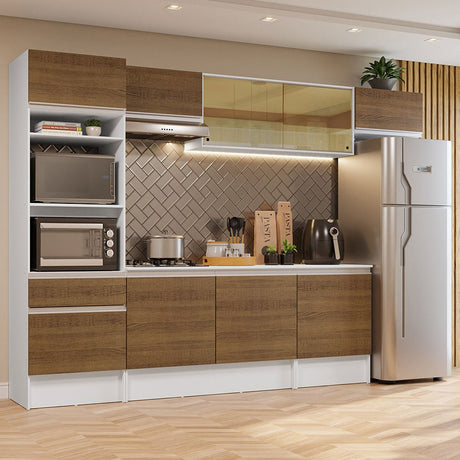 Cocina Integral Diamante Marron 300x210cm con Mesón de Madera y sin Estufa - COCINAS | Bylmo