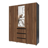 Closet Java Gales y Wengue 160x200cm con Tres Cajones y con Espejo - CLOSETS | Bylmo