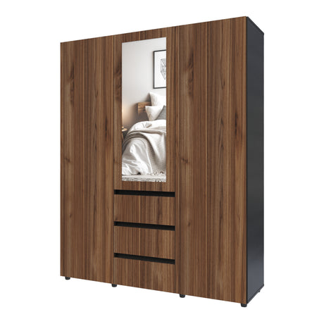 Closet Java Gales y Wengue 160x200cm con Tres Cajones y con Espejo - CLOSETS | Bylmo