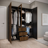 Closet Java Gales y Wengue 160x200cm con Tres Cajones y con Espejo - CLOSETS | Bylmo