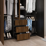 Closet Java Gales y Wengue 160x200cm con Tres Cajones y con Espejo - CLOSETS | Bylmo