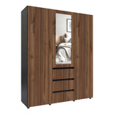 Closet Java Gales y Wengue 160x200cm con Tres Cajones y con Espejo - CLOSETS | Bylmo