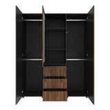 Closet Java Gales y Wengue 160x200cm con Tres Cajones y con Espejo - CLOSETS | Bylmo