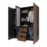 Closet Java Gales y Wengue 160x200cm con Tres Cajones y con Espejo - CLOSETS | Bylmo