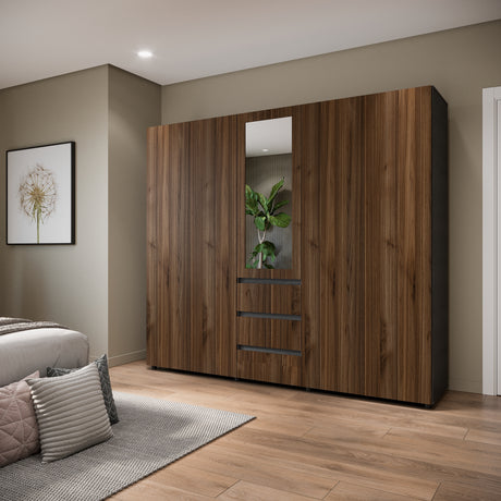 Closet Java Gales y Wengue 230x200cm con Tres Cajones y con Espejo - CLOSETS | Bylmo